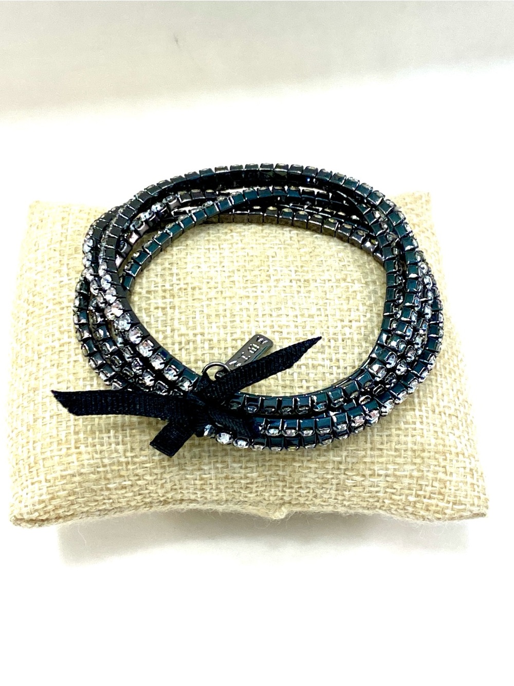 White House Black Market Black Crystal Bracelets with Bow